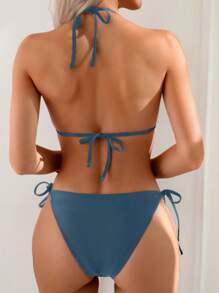 Bestselling Beach Swimsuit, One-Piece Sexy Solid-Color, Spring/Summer - Dusty Blue - View 2