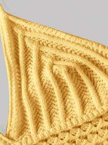 SHEIN MOD Neck-Tie Waist Soft Knitted Top, Suitable For Music Festival And Beach,Halter Tops - Yellow - View 4