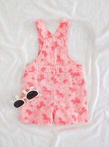 Cozy Pixies 女婴卡通印花工装短裤休闲百搭 - 粉色 - 查看 2