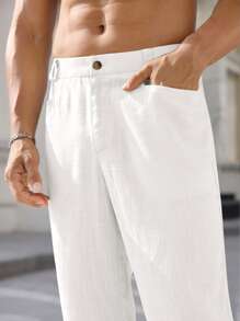 EASEVO Men Plus Comfortable Elastic Waist Pants With Pockets, Casual Wear, Fall