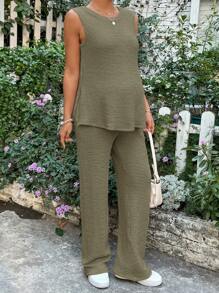 SHEIN Maternity Two Pieces Suits Summer - Army Green - View 7