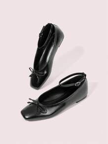 CUCCOO DOLLMOD Women's Bow Decor Fashion Cute Ballet Flats - Black - View 9