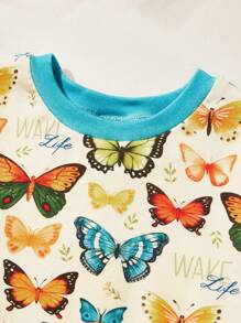 Cozy Pixies Baby Girl Cartoon Animal Print Knit Soft Crew Neck Short Sleeve Top And Elastic Waist Tight Pants 2 Pieces Snug Fit Pajama Set - Multicolor - View 4