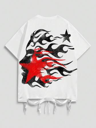 Street Life Camiseta de manga corta con estampado gótico para hombres, adecuada para uso diario, primavera/verano
