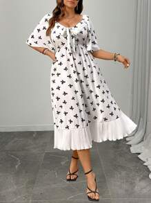 Celure Vestito oversize a maniche corte con fessure e ampia gonna