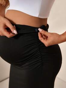 SHEIN Adjustable Waist Slim Fit Slit Maternity Skirt Maternity Trousers  Women Maternity Clothes