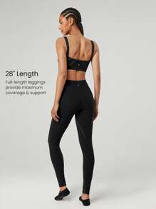 GLOWMODE 28英寸FeatherFit™螺旋分线撞色紧身裤低冲击瑜伽普拉提工作室日常休闲装 - 黑色 - 查看 2