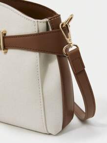 SHECARRY 女士可调节带扣单肩包 - 米色 - 查看 5