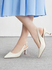 CUCCOO BIZCHIC Ivory Pointed Toe Stiletto High Heel Women Shoes, For Commute, Dating, Party, Vacation For Christmas - Beige - View 3