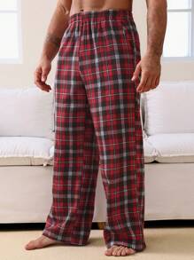 DAZY Men's Plaid Red Loungewear Pants, Summer Pajama - Red - View 4