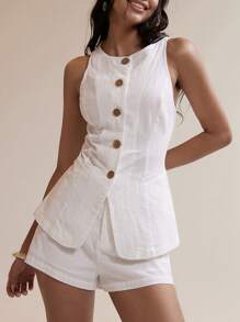 Easelle 2025 New Arrival Summer Women's Bohemian Style Vacation Outfit, White Woven Ladies' Suit Set Office Outfits For Women In Fall/Winter - White - View 8