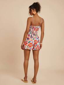 Travachic Women's Vacation Casual Floral Print Camisole Romper - Multicolor - View 2