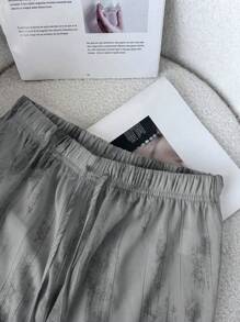 GlowEve Ink Painting Icy Satin Loose Pants Fall Cloth For Women - Grey - View 5