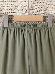 Vintaside Kids Young Boys' Casual Soft Woven Drawstring Pants, Countryside Style, Spring/Summer - Army Green - View 4