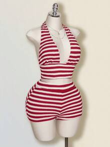 SHEIN ICON 2 buc/Set Set de pantaloni scurți și pantaloni scurți cu dantelă