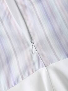 SHEIN Unity Vestido de tirantes con volantes en el bajo, estampado patchwork a rayas de colores dulces - Multicolor - Ver 6