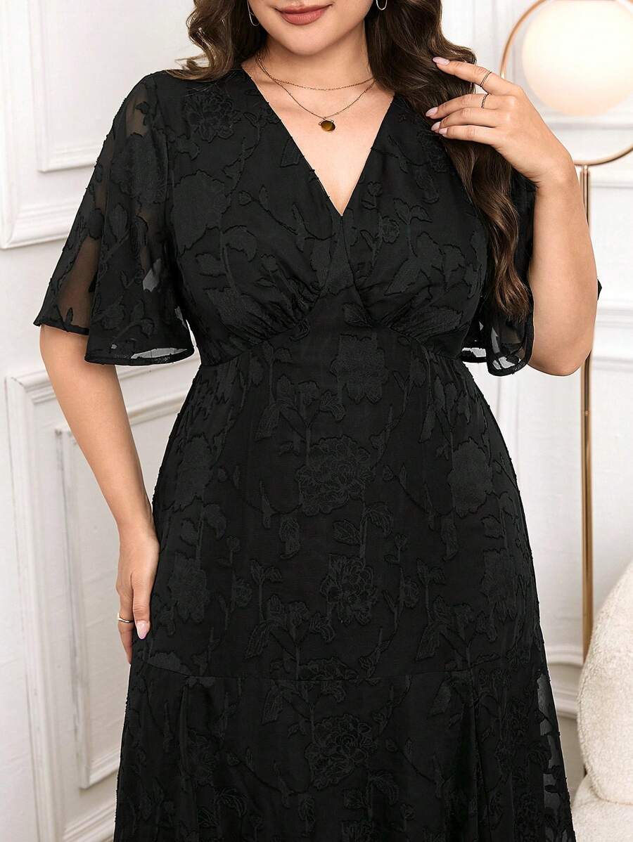 Modelyn Vestido de moda negro minimalista de estilo árabe para mujer de talla grande, adecuado para el verano - Negro - Ver 1