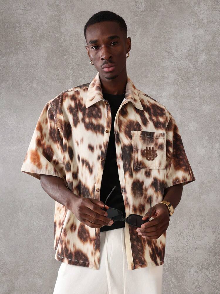 Chemise en jean oversize à imprimé animal