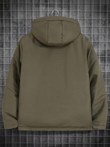 RueChic Abrigo acolchado con capucha con bolsillo con cremallera para hombre - Verde militar - Ver 2