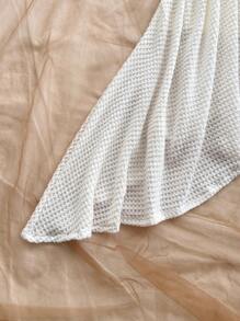 Soleia 女士亮橙色热带岛屿度假村露肩褶饰荷叶边系带海星装饰海滩迷你连衣裙 - 白色 - 查看 6