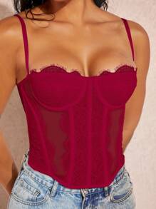 Silquee 素色緊身吊帶 - 酒紅色 - 查看 4