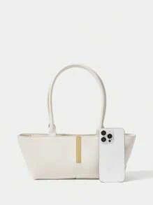 SHECARRY Women's Fashionable Large Capacity Shoulder Bag For Daily Commuting - Beige - View 3