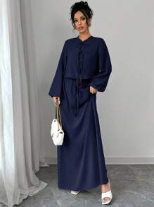 Firerie Women Two Pieces Outfits For Daily Wear - Navy Blue - View 3