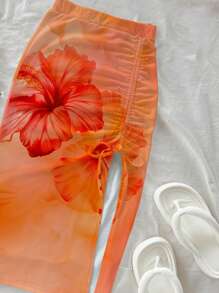 Soleia Bộ 2 chiếc họa tiết nhuộm loang hoa dâm bụt cổ điển dành cho nữ, phong cách nghỉ dưỡng thường ngày, gợi cảm, dễ thương, cô gái dừa Y2K, phong cách Boho, thích hợp cho lễ hội âm nhạc mùa hè - Nhiều màu - Xem 6