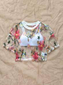 Soleia Summer Vacation Women Floral Embroidery Fashion Women Top - Multicolor - View 6