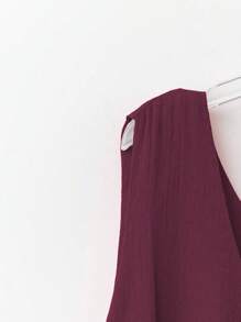 SHEIN LUNE Plus Size Women Dopamine Sweet Retro Double Ruffle Hem Camisole Top For Beach Holiday, Spring/Summer - Burgundy - View 4