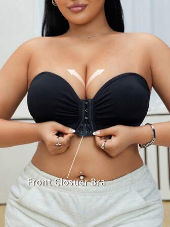 SHEIN Plus Size Women Regular Casual Seamless Transparent Strap Bra