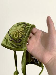 Amplova Conjunto de verano para mujer, estilo vacaciones, top halter triangular bordado con cuentas y decoración de cuentas, estilo bohemio de vacaciones - Verde - Ver 3