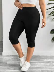 SHEIN Essnce 大码女士紧身裤，七分裤，3件套，夏季紧身裤，印花紧身裤，黑色紧身裤 - 彩色 - 查看 9