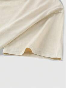 ROMWE MEN Casual 男士休闲百搭纯色短袖T恤，夏季 - 杏色 - 查看 4