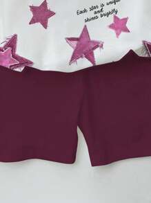 SHEIN Leap Crew 2件套女童休闲简约短袖短裤套装适合夏季 - 彩色 - 查看 6