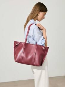 SHECARRY Women's Fashionable Daily Commute Large Capacity Shoulder Bag - Burgundy - View 6