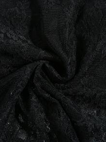 Elamini 白色花卉蕾丝面料内置内衬透明紧身裹身短款上衣，优雅甜美，适合夏季度假 - 黑色 - 查看 8