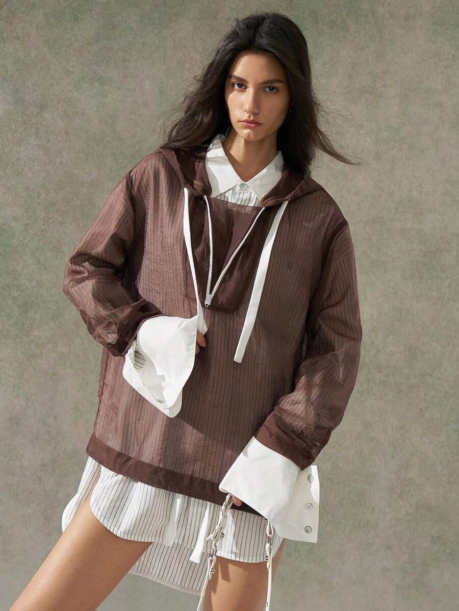 LYSMO Chaqueta ligera con capucha transparente para mujer - Nuevos lanzamientos primavera/verano 2025