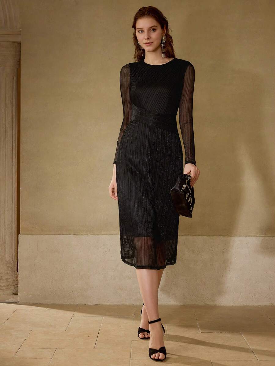 MOTF PREMIUM FLOWY TEXTURED SLEEVELESS DRESS - Black - View 1