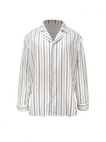 Manfinity Dauomo Men's Casual Commuter Striped Long Sleeve Shirt, Fall - Beige - View 3