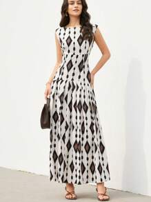 Aveloria Modichic Elegant Lady-Like Sleeveless Ruched Waist Low-Waist Flounce Hem Design Dress, Suitable For Commuting - Multicolor - View 6