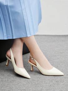 CUCCOO BIZCHIC Ivory Pointed Toe Stiletto High Heel Women Shoes, For Commute, Dating, Party, Vacation For Christmas - Beige - View 4
