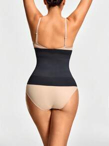 SHAPORA Women Solid Front Button Seamless Waist Cincher - Black - View 3