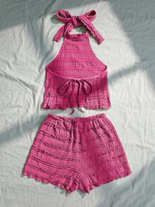 Sweetra Women Two Pieces Outfits For Daily Wear - Hot Pink - View 2