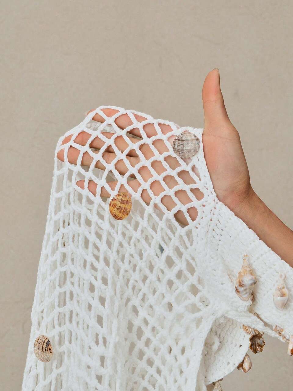 Women's Handmade Crochet Sequin Shell Lace Hollow Out Beach Cover Up Dress, Suitable For Summer, Festival, Casual, Vacation, Holiday, Elegant Beach Outfits