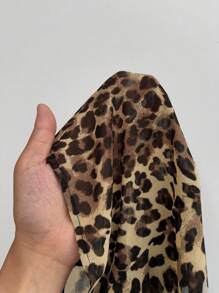 Celure Women Plus Size Elegant Leopard Print Collar Button Front Short Sleeve Blouse Top, Fashionable Design Fitted Shirt For Spring/Summer