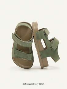 Cozy Pixies 1双儿童夏季休闲钩环绿色军绿色百搭时尚百搭男童幼儿软底平底凉鞋