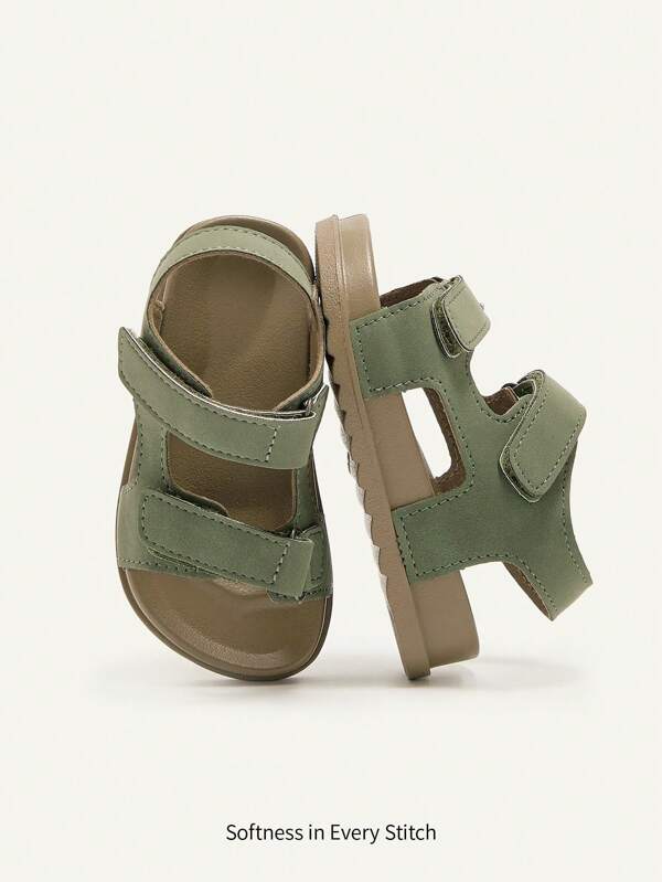 Cozy Pixies 1 par de sandalias planas suaves de estilo militar en verde, versátiles y de moda para niños pequeños en verano