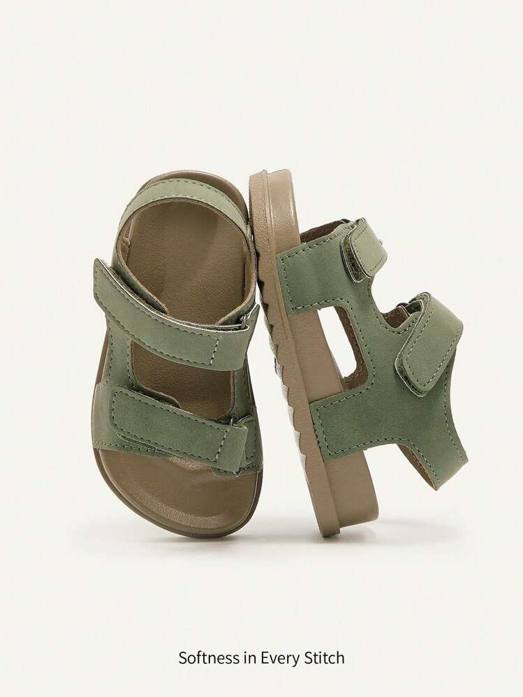 Cozy Pixies 1 Pair Kids Summer Casual Hook-And-Loop Green Military All-Match Fashion Versatile Boys Toddler Soft Bottom Flat Sandals - Army Green - View 1