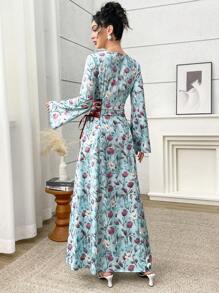 Al Najma 女士土耳其和阿拉伯风格长袍 - 藍色 - 查看 3